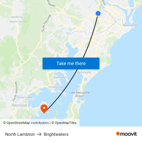 North Lambton to Brightwaters map