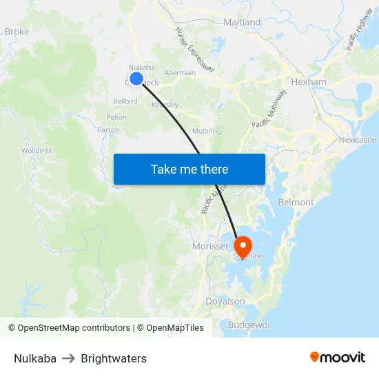 Nulkaba to Brightwaters map