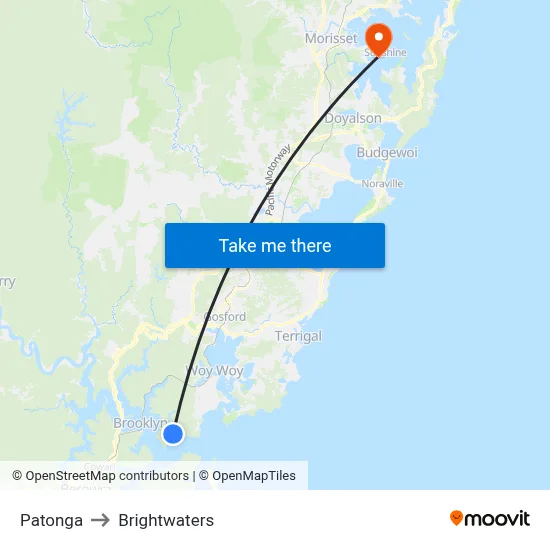 Patonga to Brightwaters map
