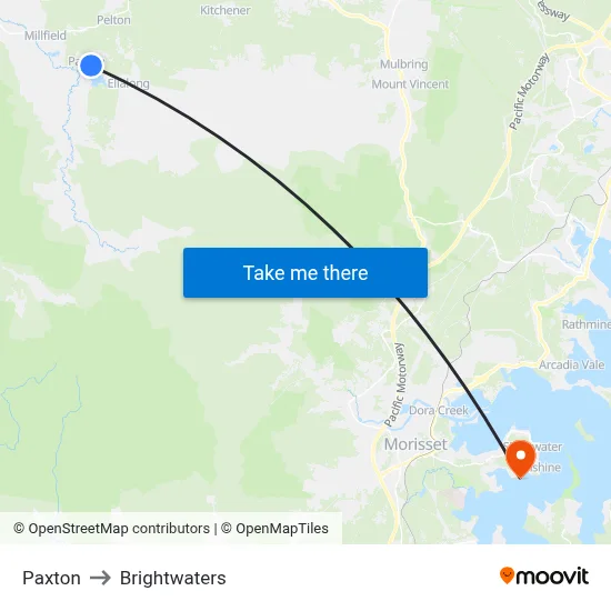 Paxton to Brightwaters map
