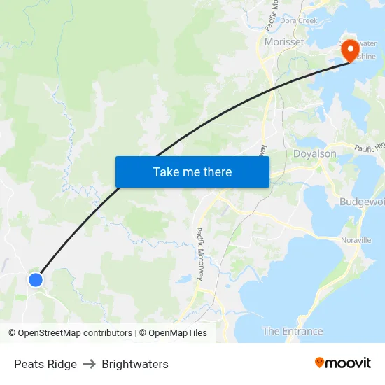 Peats Ridge to Brightwaters map