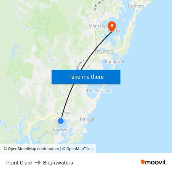 Point Clare to Brightwaters map