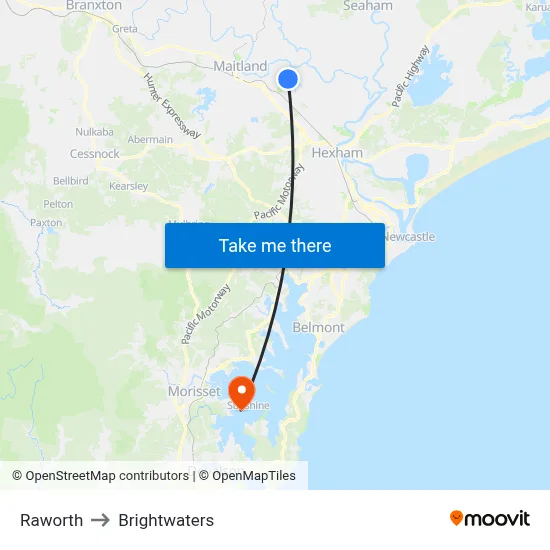 Raworth to Brightwaters map