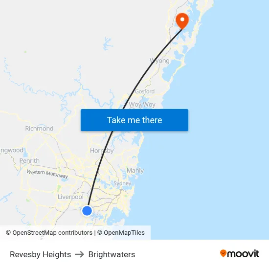 Revesby Heights to Brightwaters map