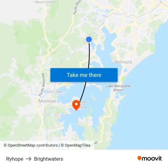 Ryhope to Brightwaters map