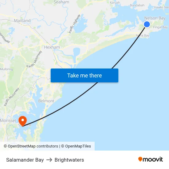 Salamander Bay to Brightwaters map