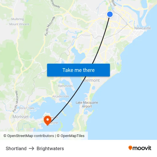 Shortland to Brightwaters map