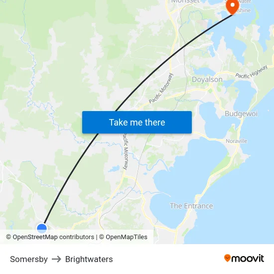 Somersby to Brightwaters map