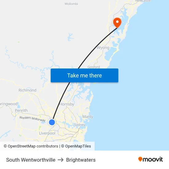 South Wentworthville to Brightwaters map