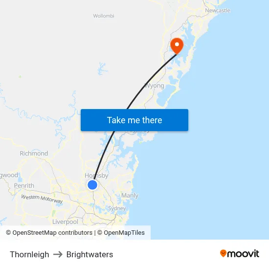 Thornleigh to Brightwaters map
