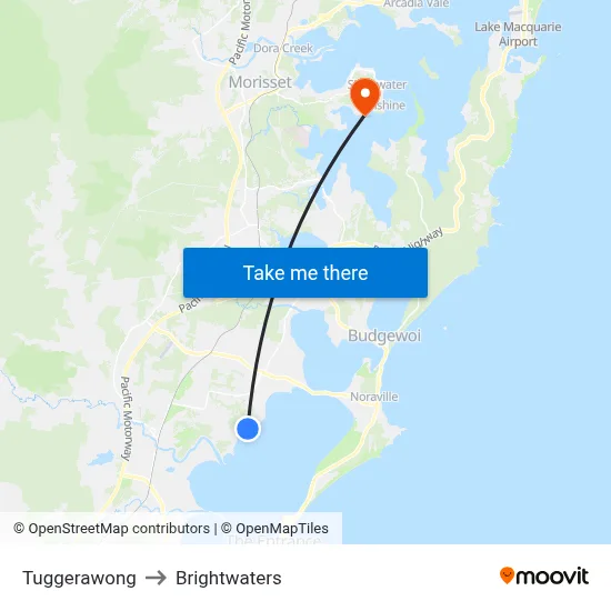 Tuggerawong to Brightwaters map
