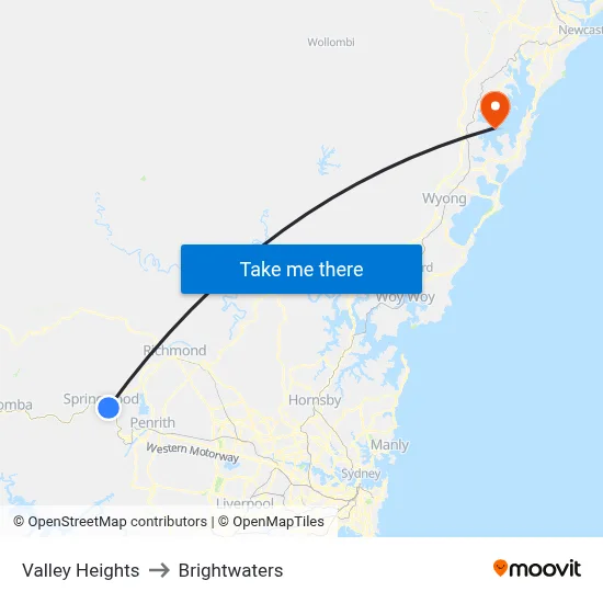 Valley Heights to Brightwaters map