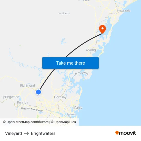 Vineyard to Brightwaters map