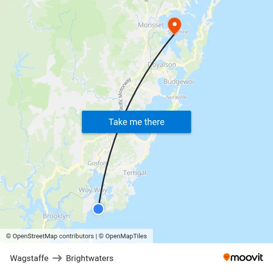 Wagstaffe to Brightwaters map
