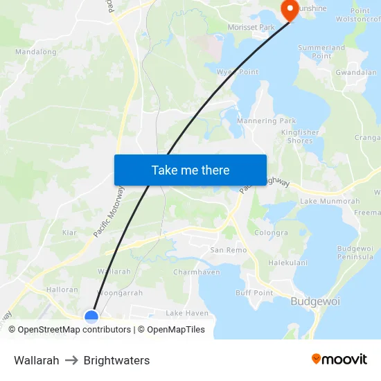 Wallarah to Brightwaters map