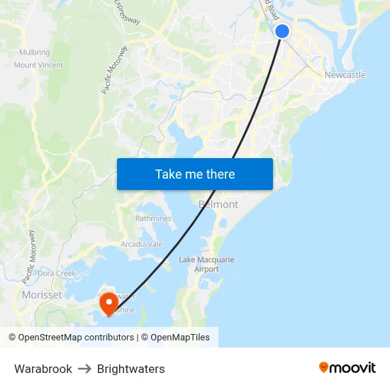 Warabrook to Brightwaters map