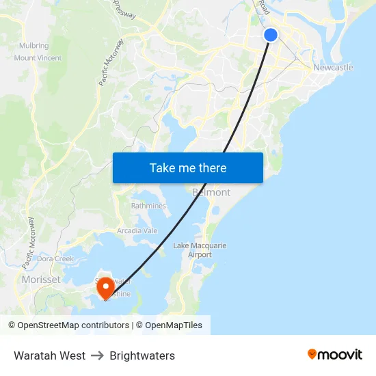 Waratah West to Brightwaters map