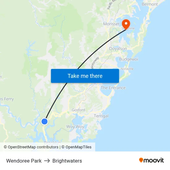 Wendoree Park to Brightwaters map