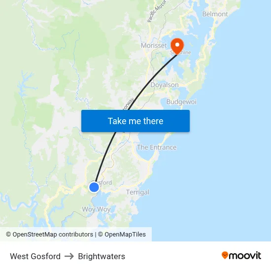 West Gosford to Brightwaters map