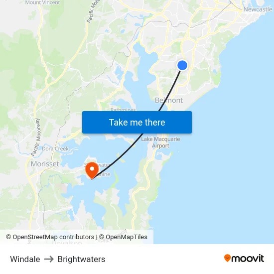 Windale to Brightwaters map