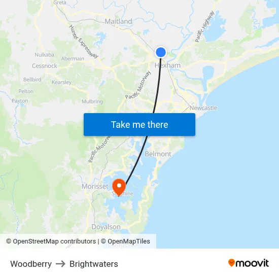 Woodberry to Brightwaters map