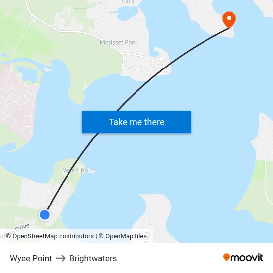 Wyee Point to Brightwaters map