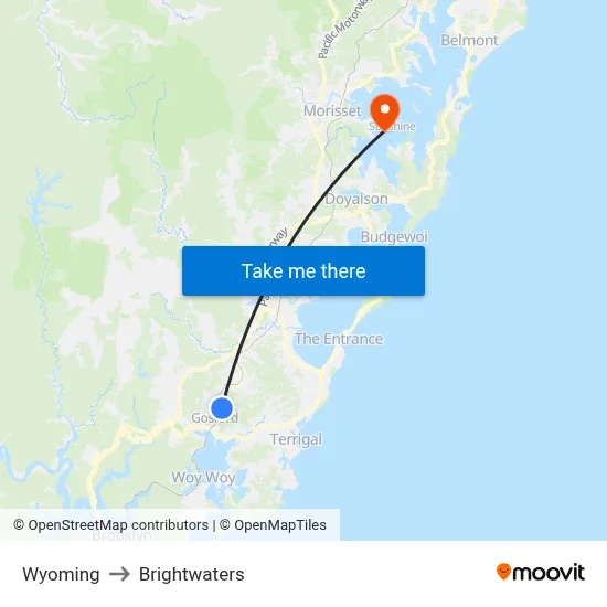 Wyoming to Brightwaters map