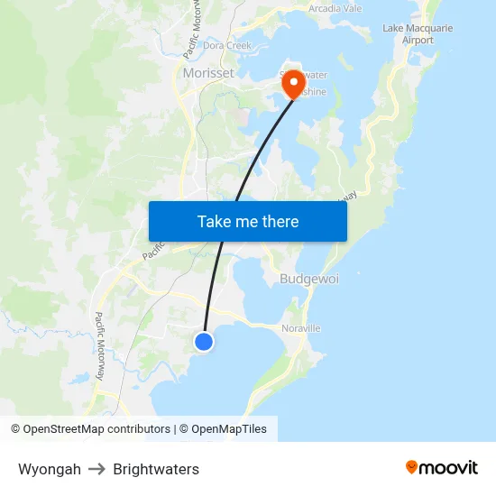 Wyongah to Brightwaters map