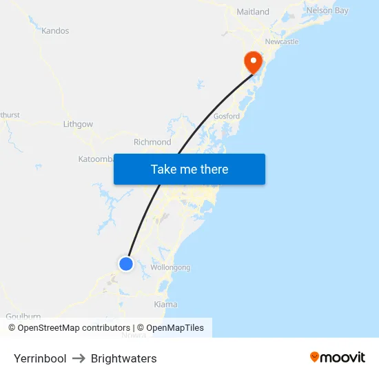 Yerrinbool to Brightwaters map