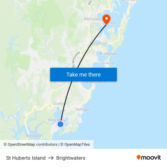 St Huberts Island to Brightwaters map