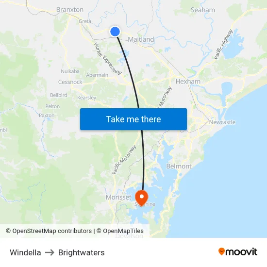 Windella to Brightwaters map