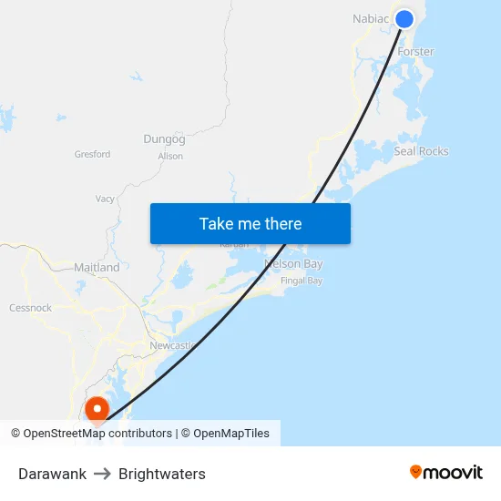 Darawank to Brightwaters map