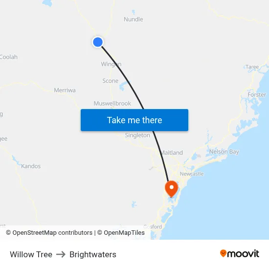 Willow Tree to Brightwaters map