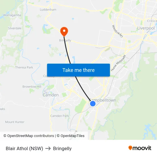 Blair Athol (NSW) to Bringelly map