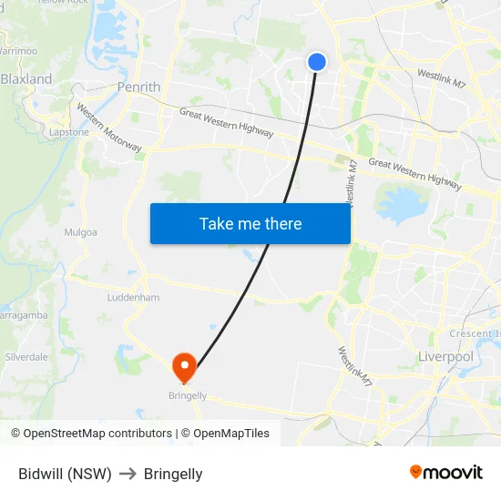 Bidwill (NSW) to Bringelly map