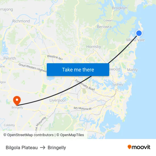 Bilgola Plateau to Bringelly map
