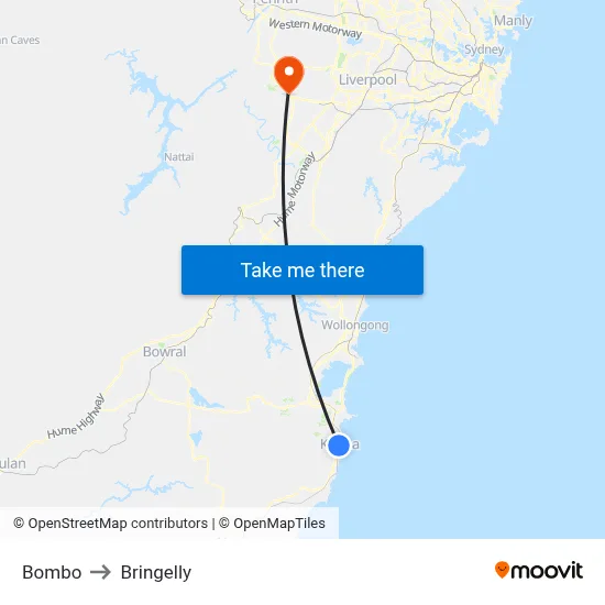 Bombo to Bringelly map
