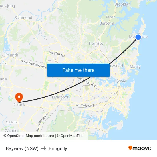 Bayview (NSW) to Bringelly map
