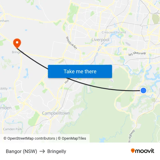 Bangor (NSW) to Bringelly map