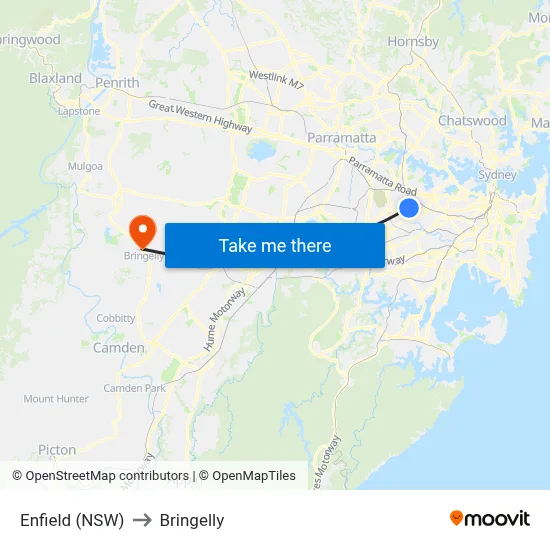 Enfield (NSW) to Bringelly map