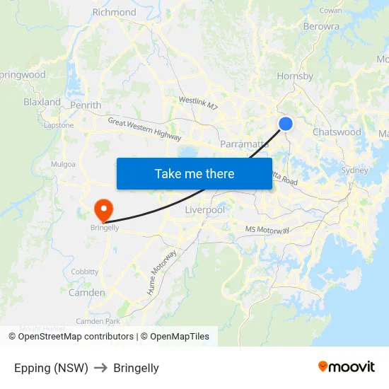Epping (NSW) to Bringelly map
