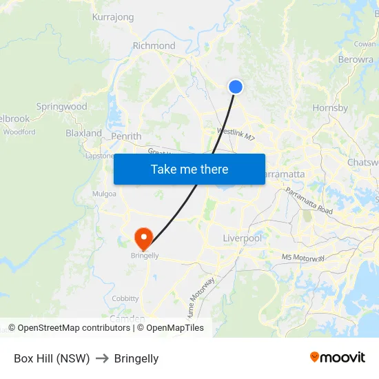 Box Hill (NSW) to Bringelly map