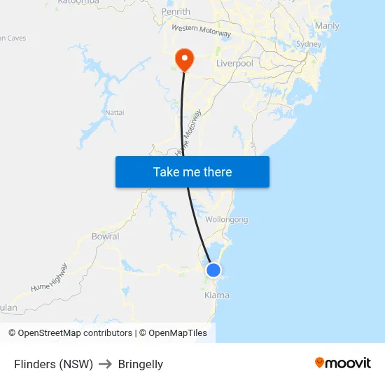Flinders (NSW) to Bringelly map