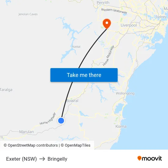 Exeter (NSW) to Bringelly map