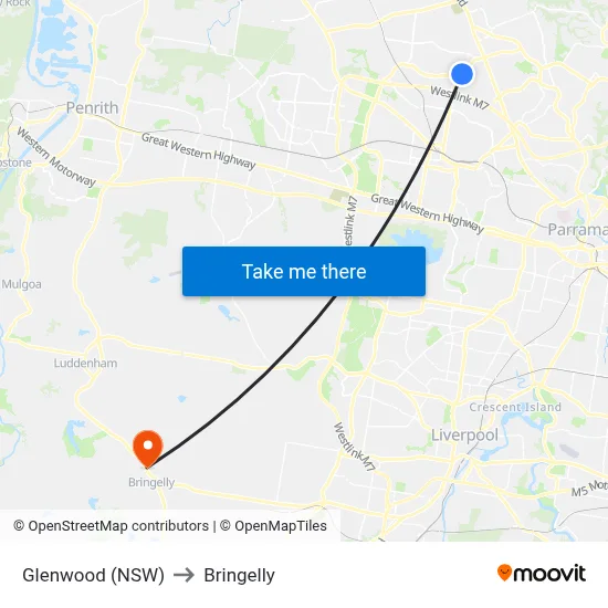 Glenwood (NSW) to Bringelly map