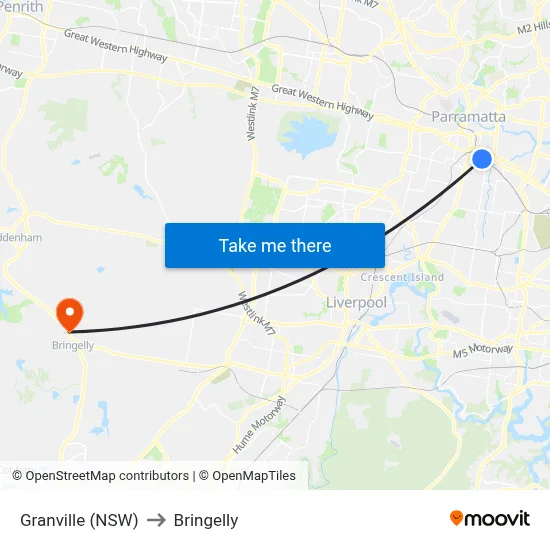 Granville (NSW) to Bringelly map