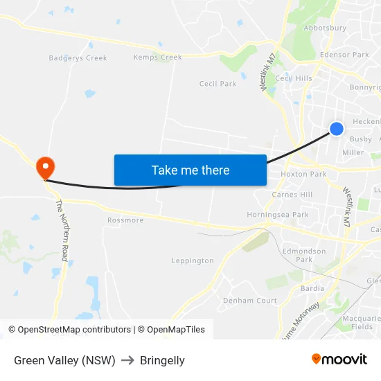Green Valley (NSW) to Bringelly map