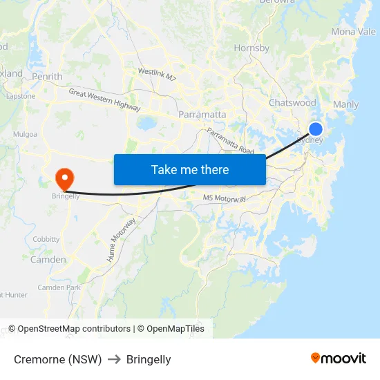 Cremorne (NSW) to Bringelly map