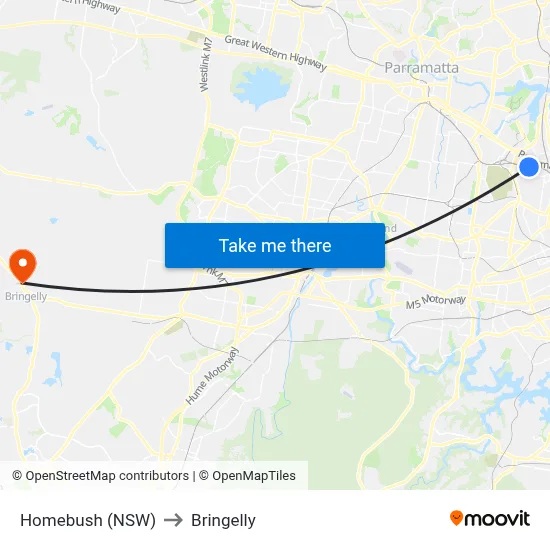 Homebush (NSW) to Bringelly map
