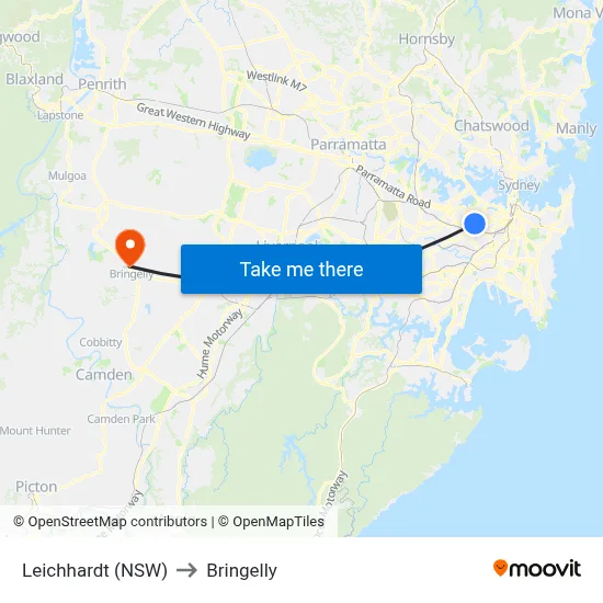 Leichhardt (NSW) to Bringelly map
